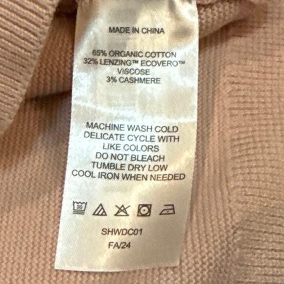 Quince Lightweight Organic Cotton Cashmere Link-Stitch Dolman Sweater Pink Large - Picture 5 of 7